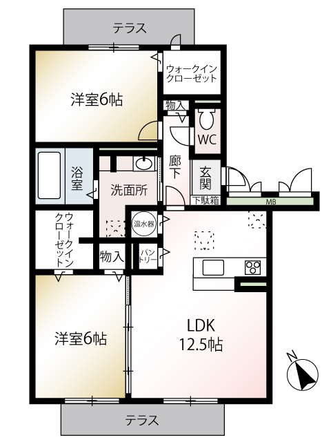 102号室タイプ 間取り図